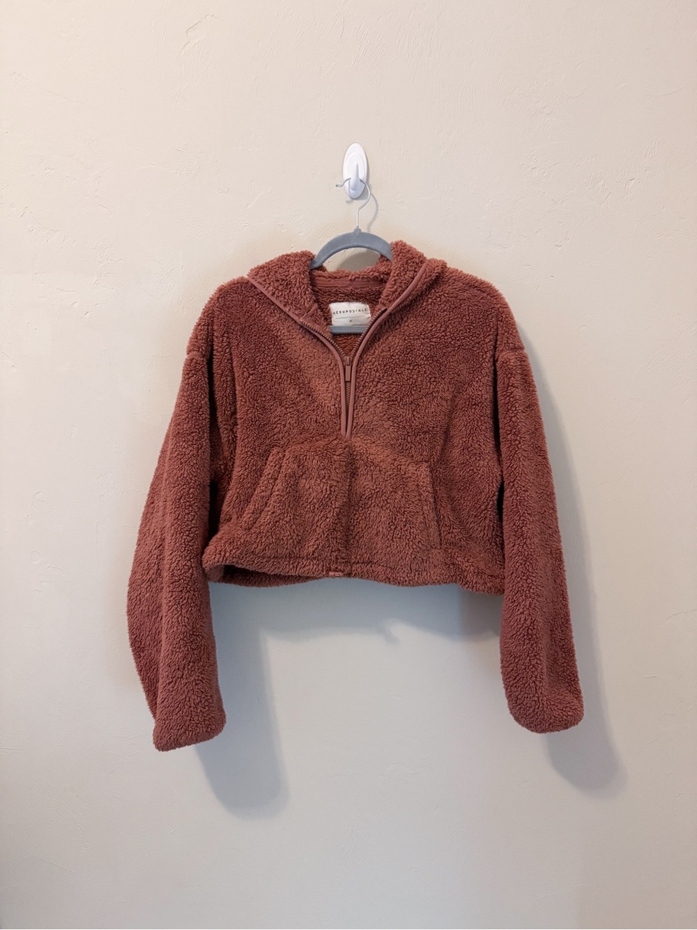 Aeropostale Cozy Half-Zip Plush Jacket - Rust, Clay Color, Super Soft & Cozy
